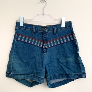 Rainbow Embroidered Denim Shorts